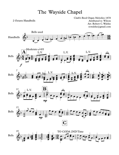 The Wayside Chapel for 2 octave bells (arr. Roert C. Walshe)