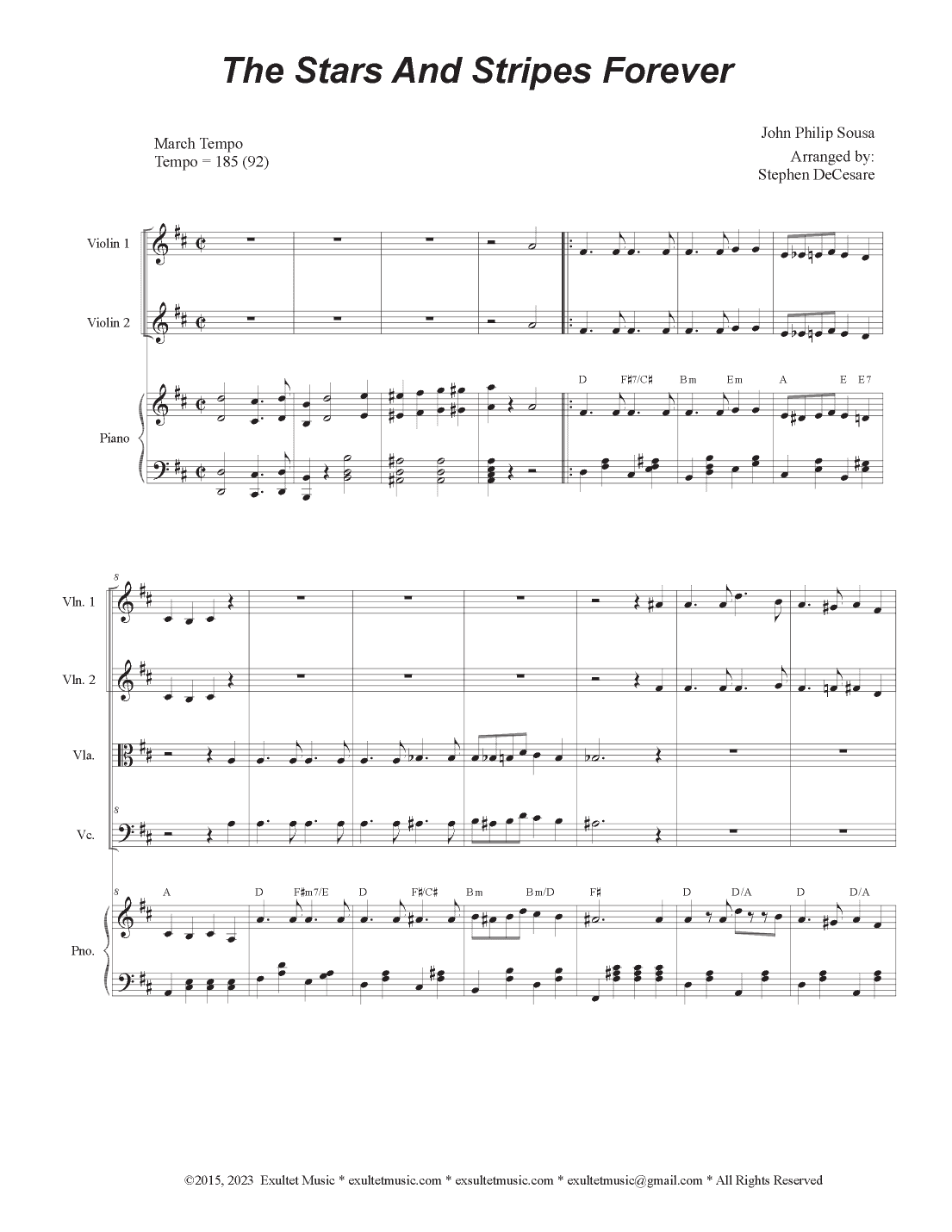 The Stars and Stripes Forever (String Quartet and Piano) (arr. Stephen DeCesare)