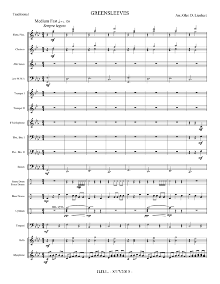 Greensleeves - Extra Score (arr. Glen D. Lienhart)