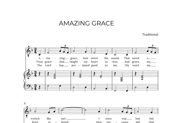 AMAZING GRACE - for piano and tenor in F major (arr. Alex Nunes Rodrigues)