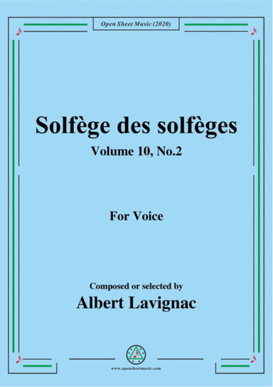 Lavignac-Solfège des solfèges,Volume 10,No.2,for Voice (arr. MSM)