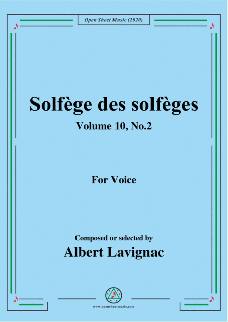 Lavignac-Solfège des solfèges,Volume 10,No.2,for Voice (arr. MSM)