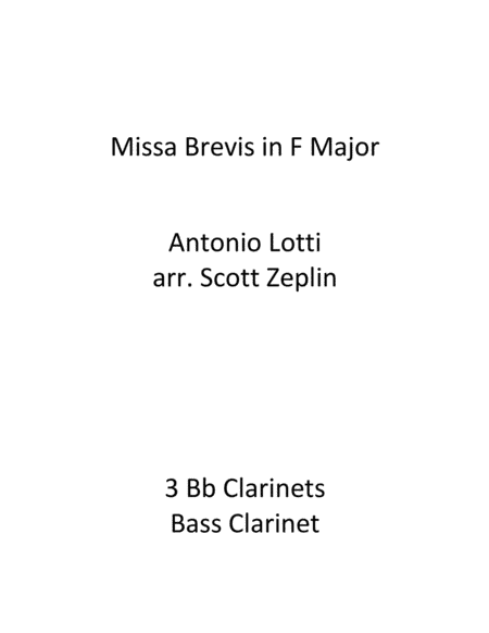 Missa Brevis in F Major (arr. Scott Zeplin)
