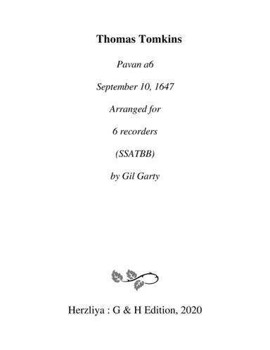 Pavan (1647) (arrangement for 6 recorders) (arr. Gil Garty)