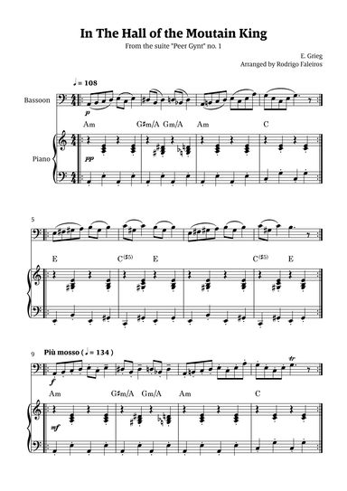 In the Hall of the Mountain King (for bassoon solo w/ piano accompaniment) (arr. Rodrigo Faleiros)