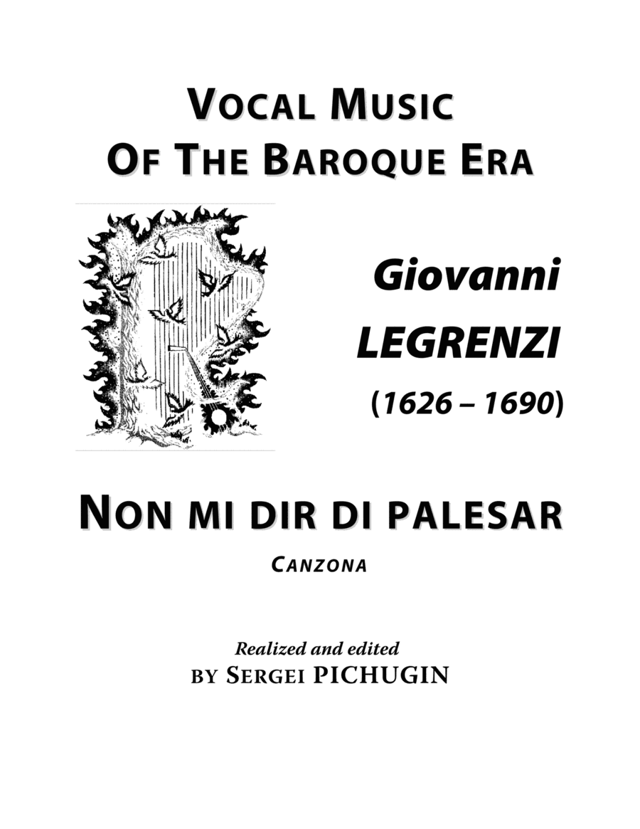 LEGRENZI Giovanni: Non mi dir di palesar, canzona, arranged for Voice and Piano (B minor) (arr. Sergei PICHUGIN)