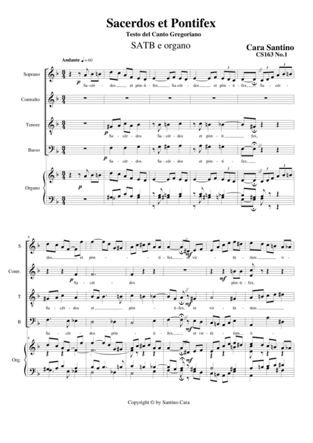 Sacerdos et Pontifex - Choir SATB and organ