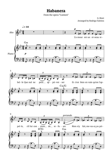 Habanera (for alto - G minor/major) (arr. Rodrigo Faleiros)