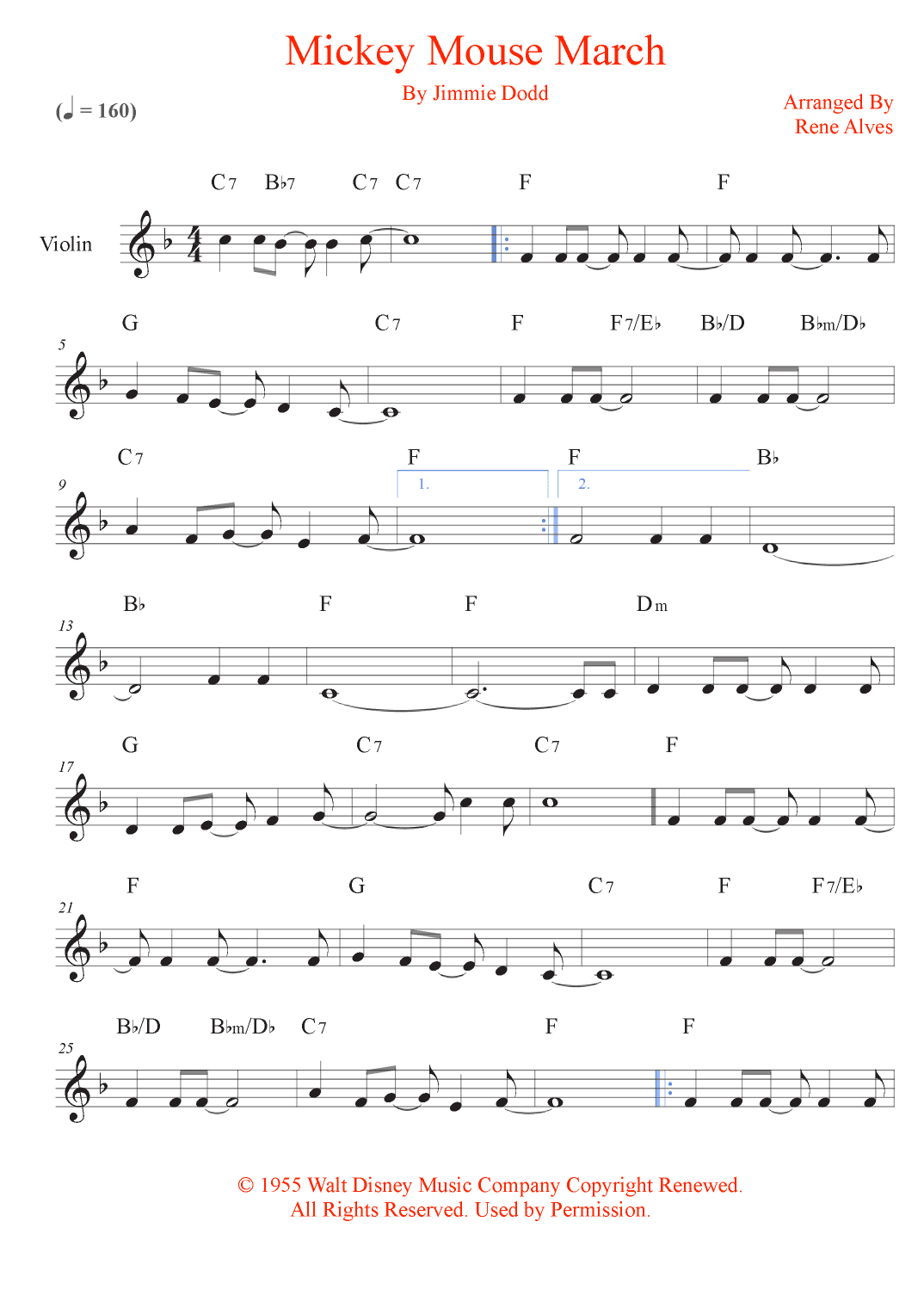 Mickey Mouse March (arr. Rene Alves)