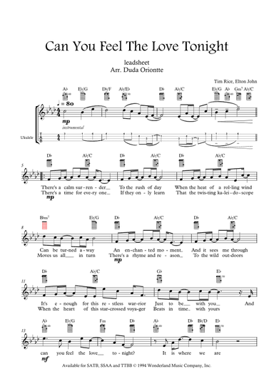 Can You Feel The Love Tonight (arr. Duda Oriontte)