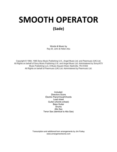 Smooth Operator (arr. Jim Farley - www.arrangementsone.com)