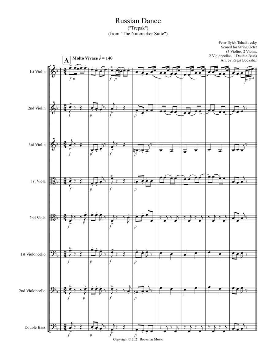 Russian Dance ("Trepak") (from "The Nutcracker Suite") (F) (String Octet - 3 Violins, 2 Violas, 2 Ce (arr. Regis Bookshar)