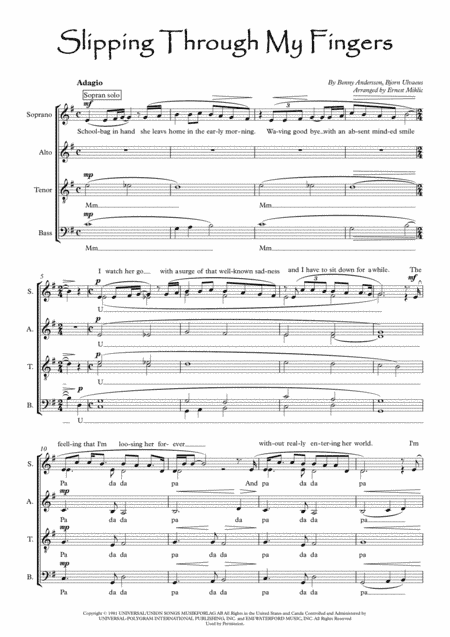 Slipping Through My Fingers (arr. Erni Miklic)
