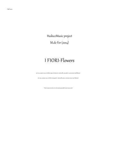 I Fiori (Flowers) -for Voice, Lute, Sop. Sax, Cello, Piano and Percussions