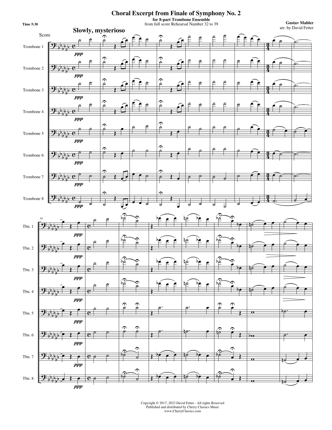 Symphony No. 2 Finale Choral Excerpt Trombone Ensemble (arr. David Fetter)