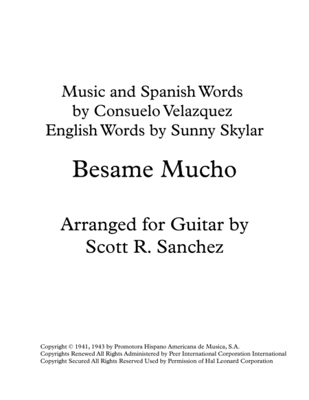 Besame Mucho (Kiss Me Much) (arr. Scott R. Sanchez)