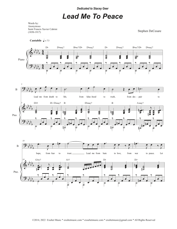 Lead Me To Peace (Duet for Tenor and Bass solo)