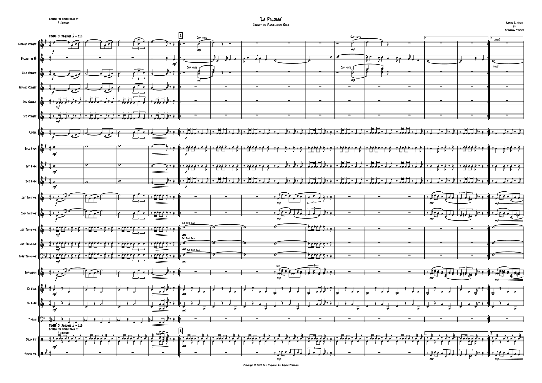 La Paloma (The Dove) (arr. Paul Johnson)