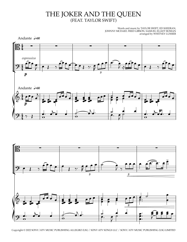 The Joker And The Queen (feat. Taylor Swift) (arr. Whitney Lussier)