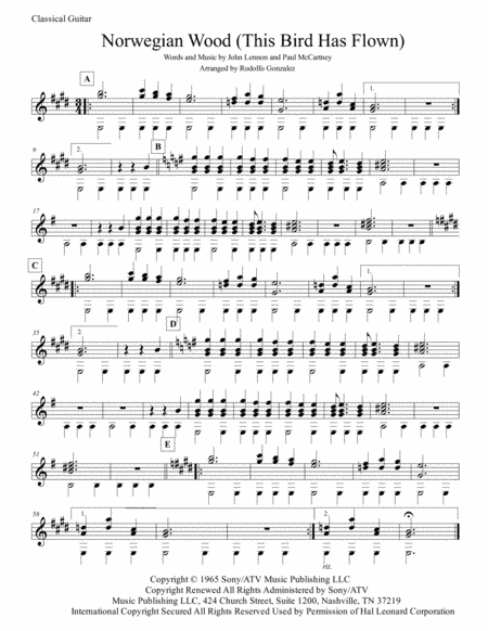 Norwegian Wood (This Bird Has Flown) (arr. Rodolfo Gonzalez)