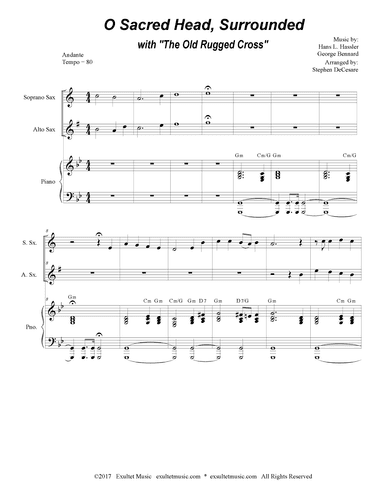 O Sacred Head, Surrounded (with "The Old Rugged Cross") (Duet for Soprano and Alto Saxophone) (arr. Stephen DeCesare)