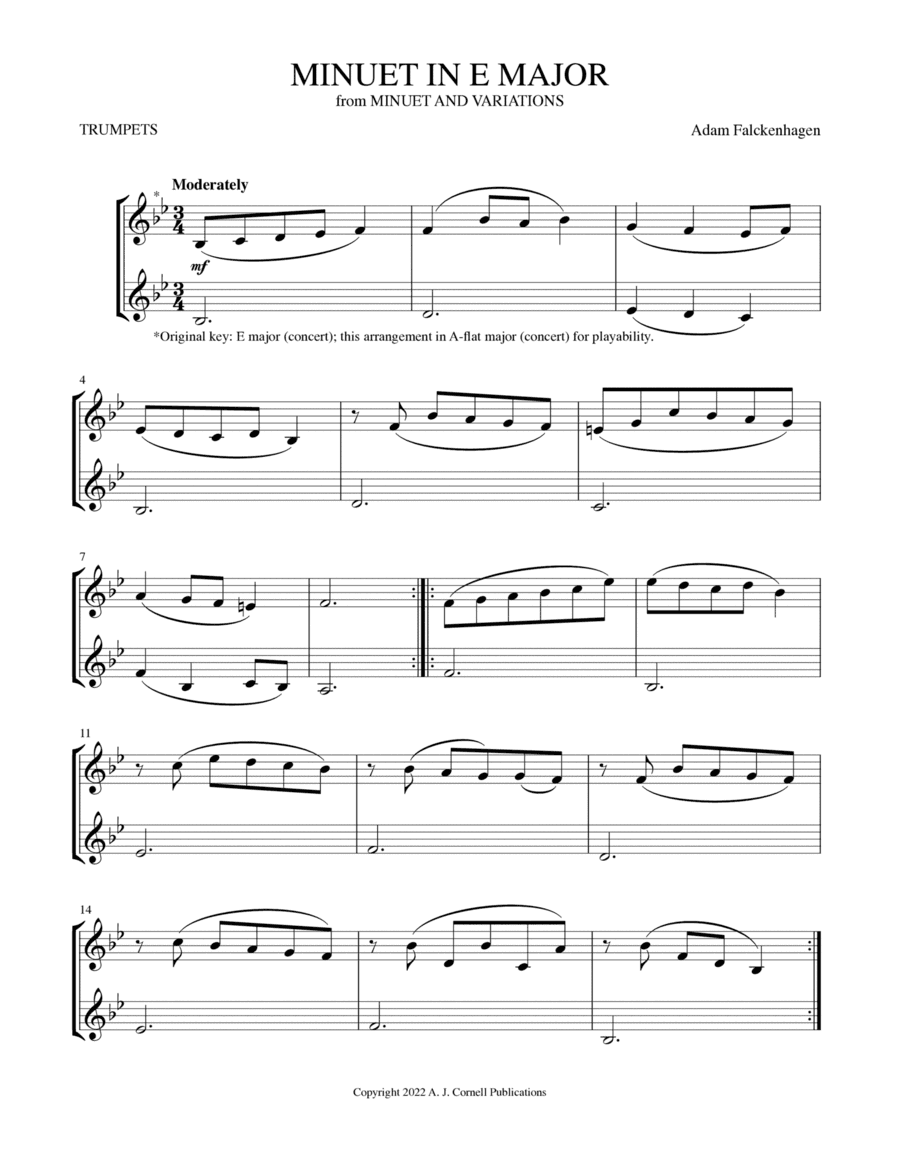 Minuet in E Major (from Minuet and Variations) (arr. Mark Phillips)
