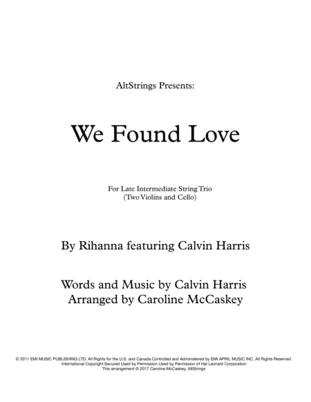 We Found Love (arr. Caroline McCaskey)