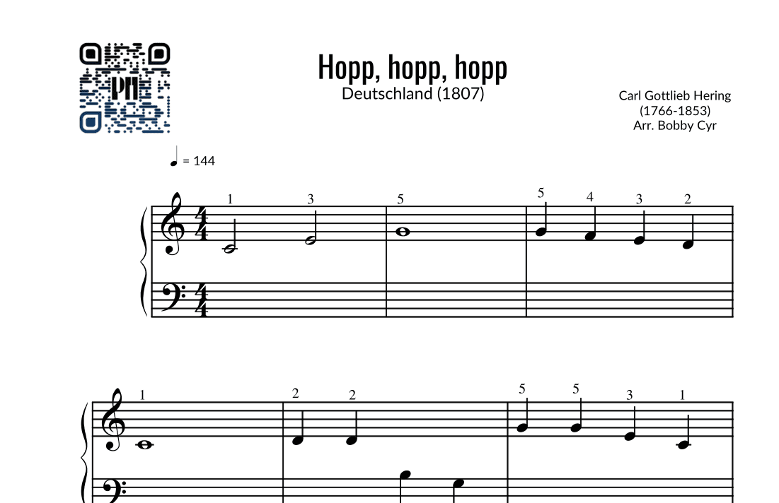 Hopp, hopp, hopp - Kinderreime (leichtes Klavier) (arr. Bobby Cyr - Piano Notion)