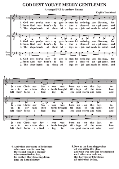 God Rest You/Ye Merry Gentlemen A Cappella SAB (arr. Andrew Emmet)