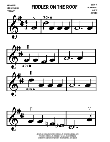 Fiddler On The Roof (arr. Mrs. Judy Naillon "ViolinJudy")