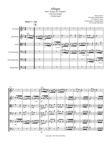 Allegro (from "Sonata for Trumpet") (Bb) (String Sextet - 2 Violins, 1 Viola, 2 Cellos, 1 Bass) (Vio (arr. Regis Bookshar)
