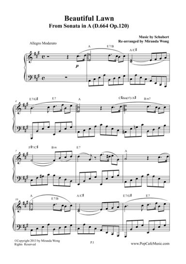 Beautiful Lawn (From Sonata in A - D.664 Op.120) by Schubert (arr. Miranda Wong)