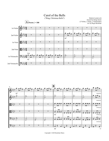 Carol of the Bells (F min) (String Sextet - 2 Violin, 2 Viola, 2 Cello) (arr. Regis Bookshar)