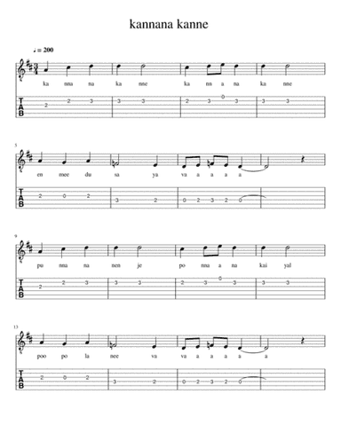 kannana kanne (arr. indian guitar lessons)