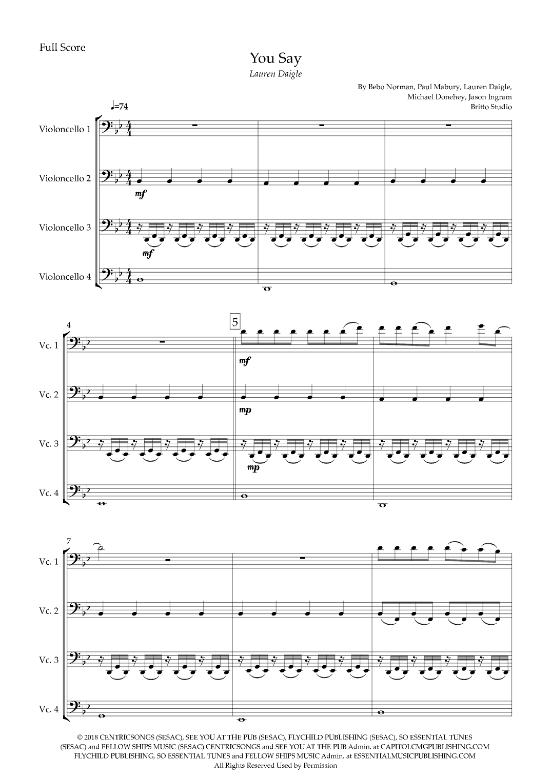 You Say (arr. Fabio Britto)