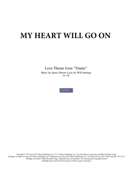 My Heart Will Go On (Love Theme from Titanic) (arr. GC)