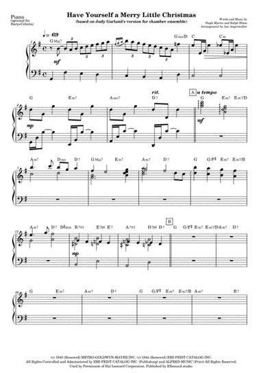 Have Yourself A Merry Little Christmas  from MEET ME IN ST. LOUIS (arr. Jan Angermüller)