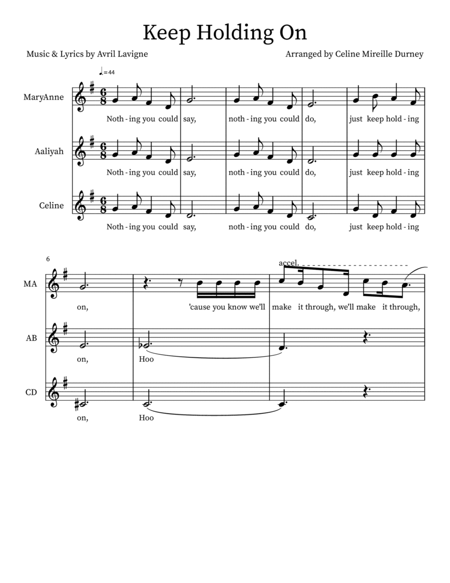 Keep Holding On (arr. Celine Durney)