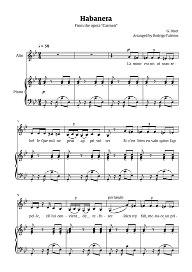 Habanera (for alto - G minor/major) (arr. Rodrigo Faleiros)