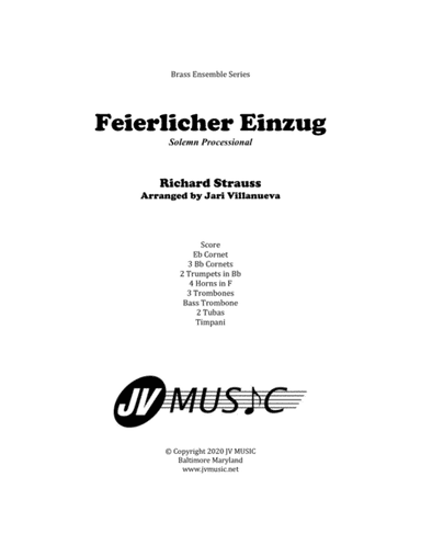 Feierlicher Einzug by Richard Strauss for Brass Ensemble (arr. Jari Villanueva)