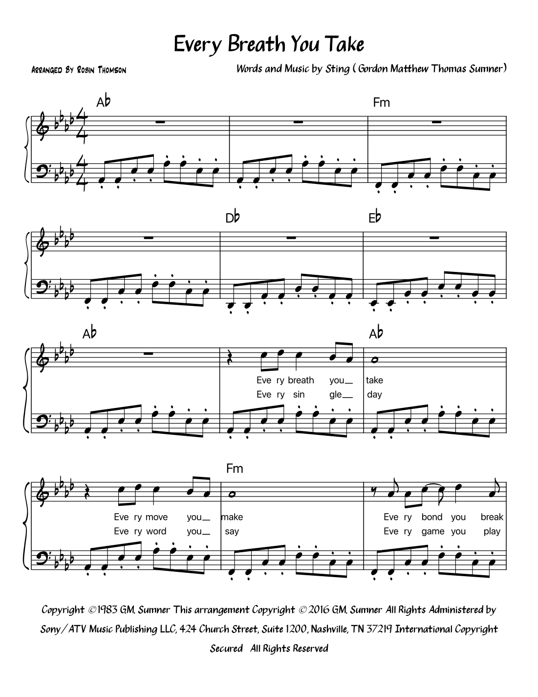Every Breath You Take (arr. Robin Thomson)