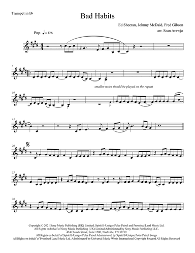 Bad Habits (arr. Sean Arawjo)