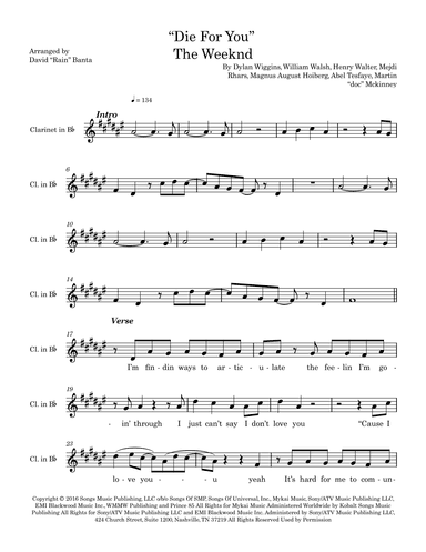 Die For You (arr. David "Rain" Banta)