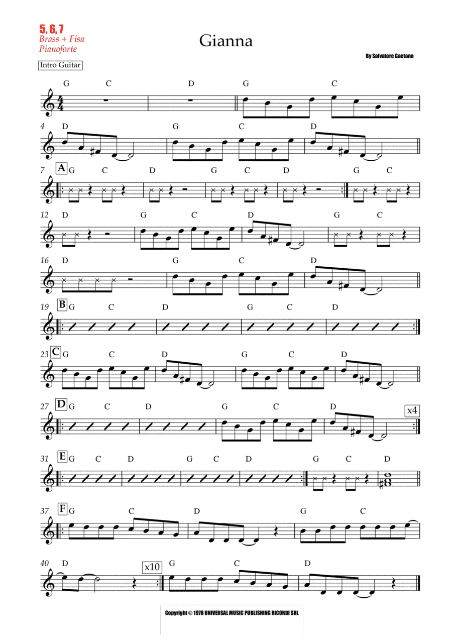 Gianna (arr. Paolo Catone)