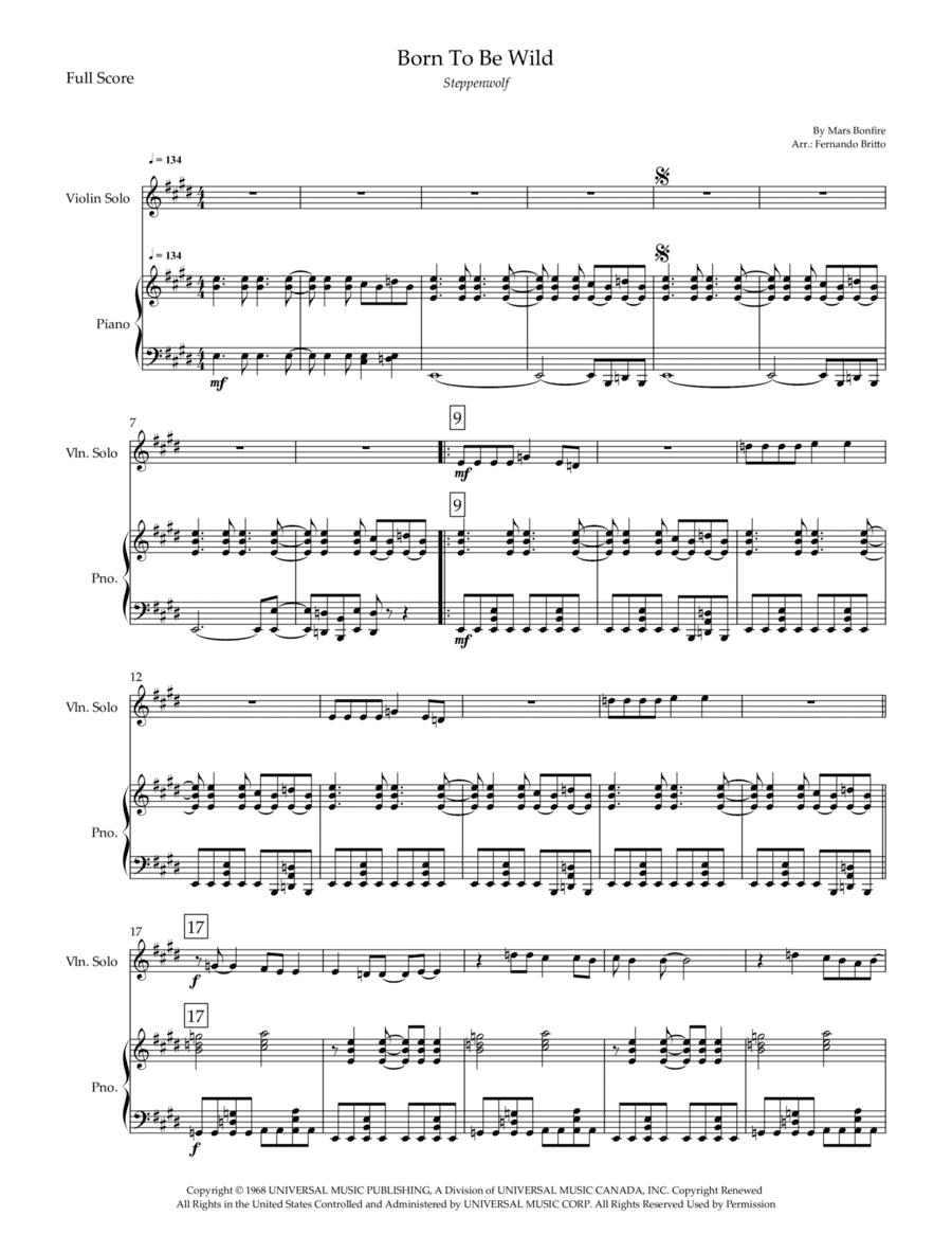 Born To Be Wild (arr. Fernando Britto)