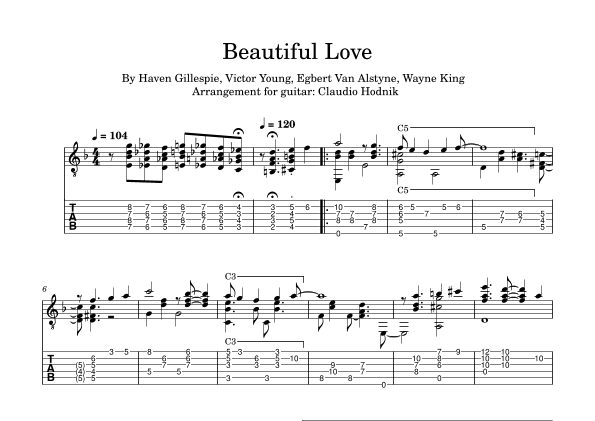 Beautiful Love (arr. Claudio Hodnik)