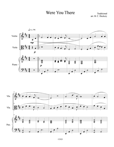 Were You There (Violin and Viola Duet with Piano Accompaniment) (arr. B. C. Dockery)