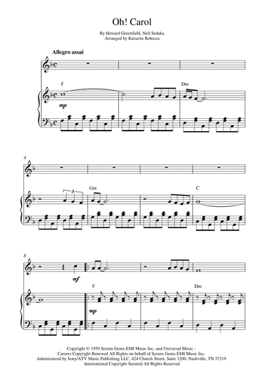 Oh! Carol (arr. Kaiserin Rebecca)