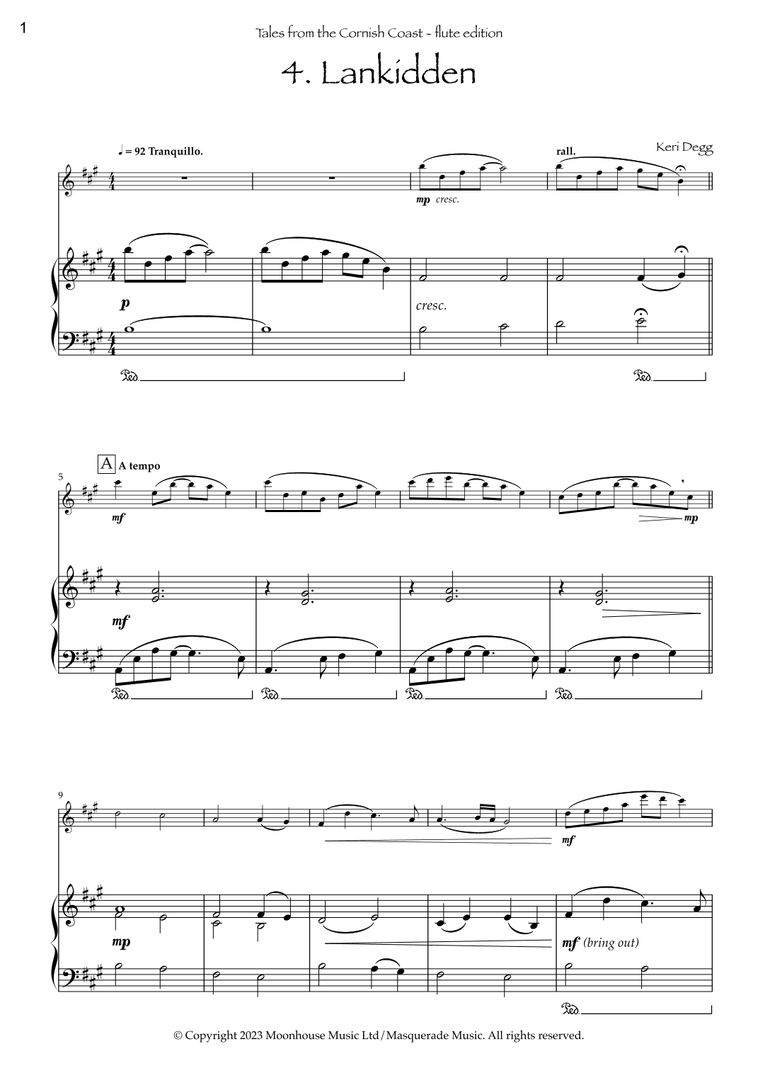 Lankidden (from Tales from the Cornish Coast) Flute & Piano. By Keri Degg