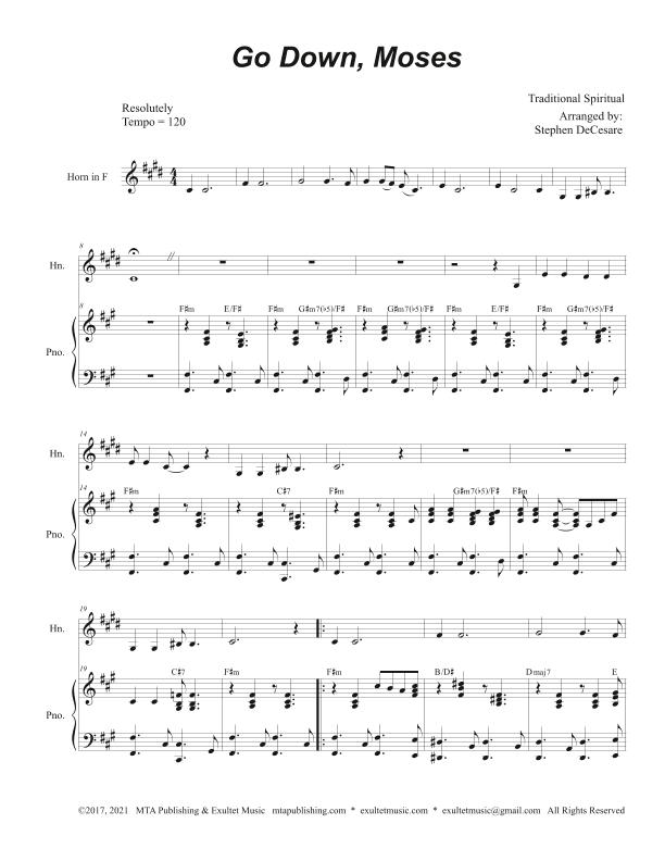 Go Down, Moses (French Horn solo and Piano) (arr. Stephen DeCesare)